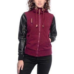 cara oxyblood & black zip up hoodie jacket